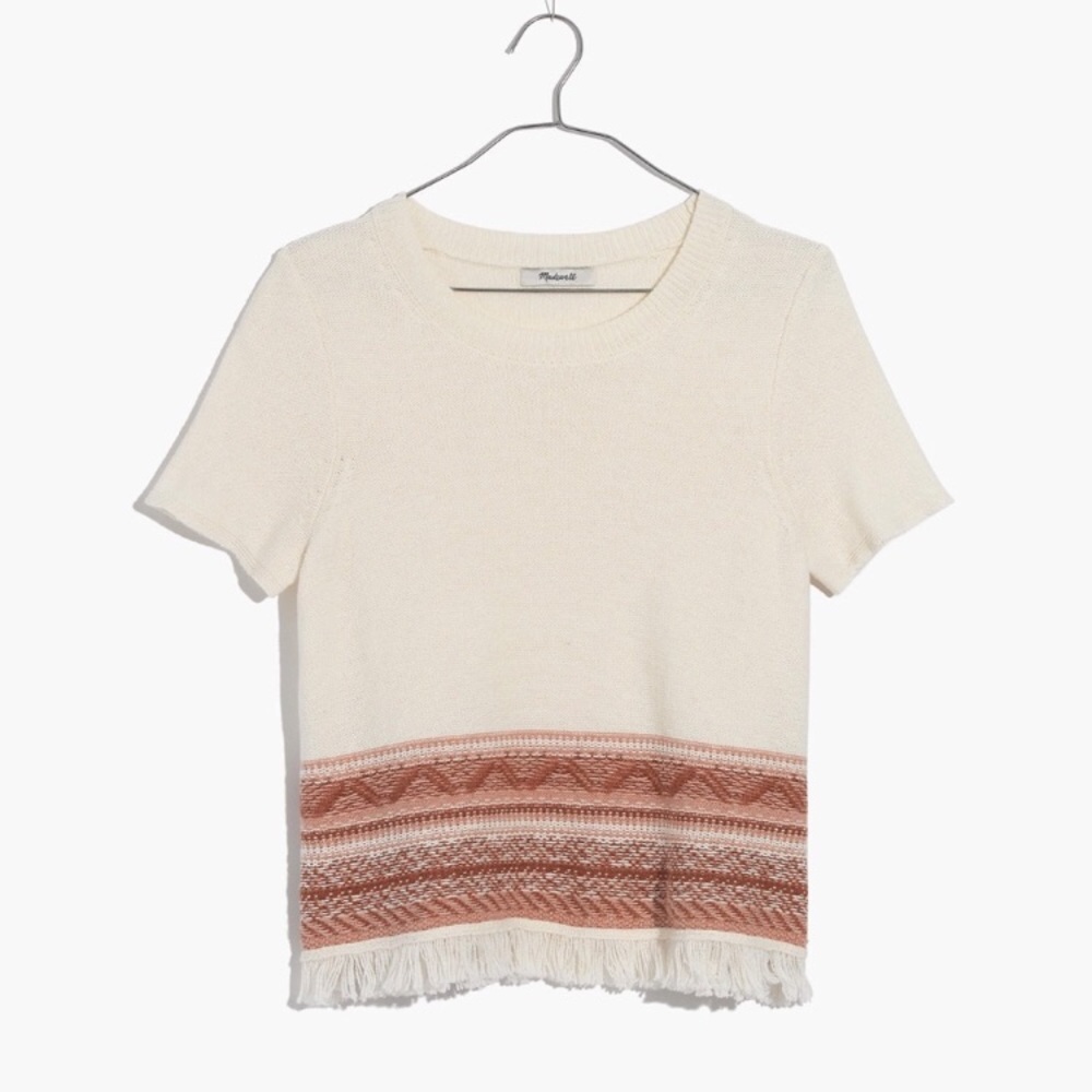 Madewell Fringed Medina Sweater Tee XS NWT